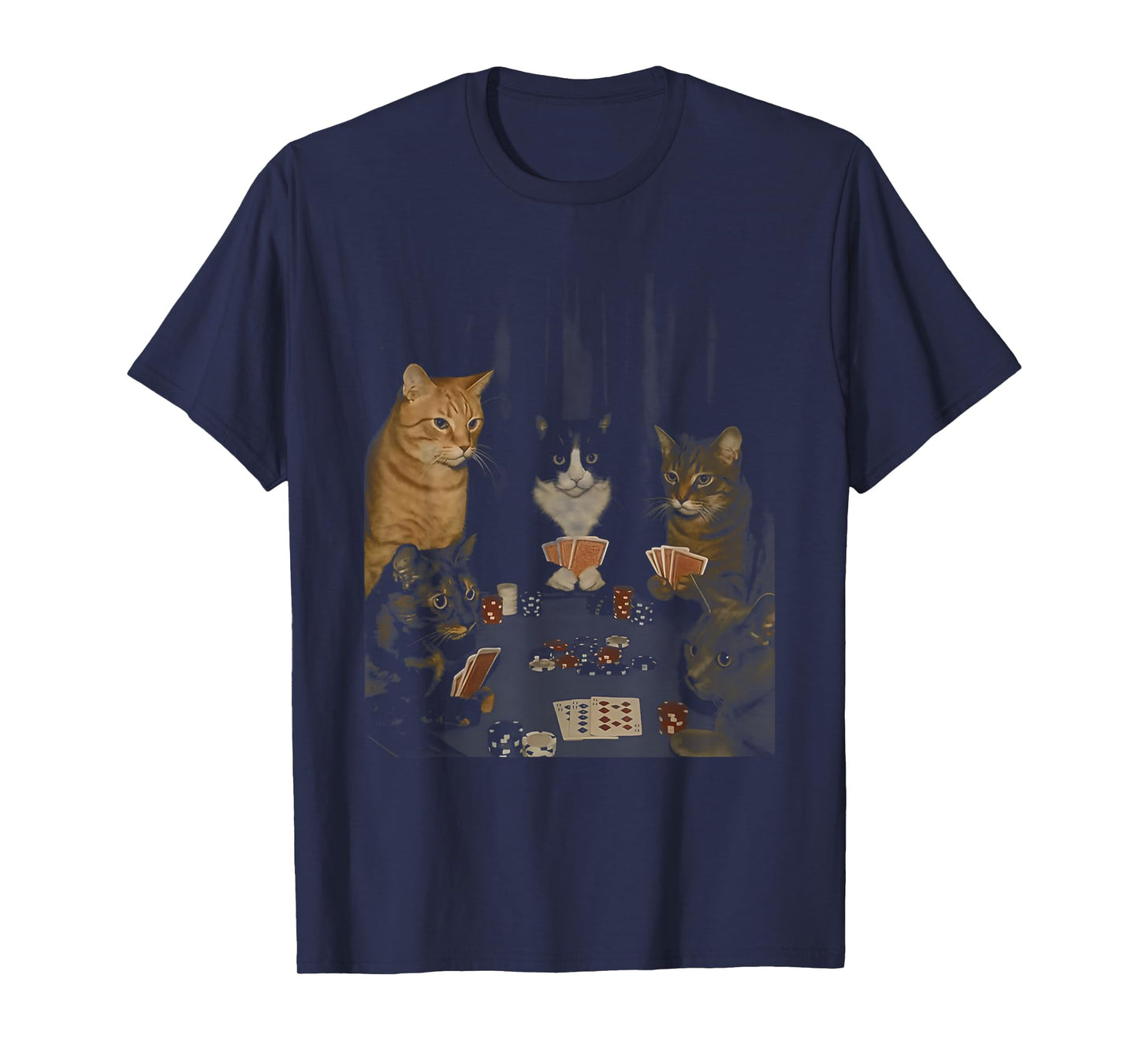 Retro Funny Cats Playing Poker Meme Graphic T-Shirt