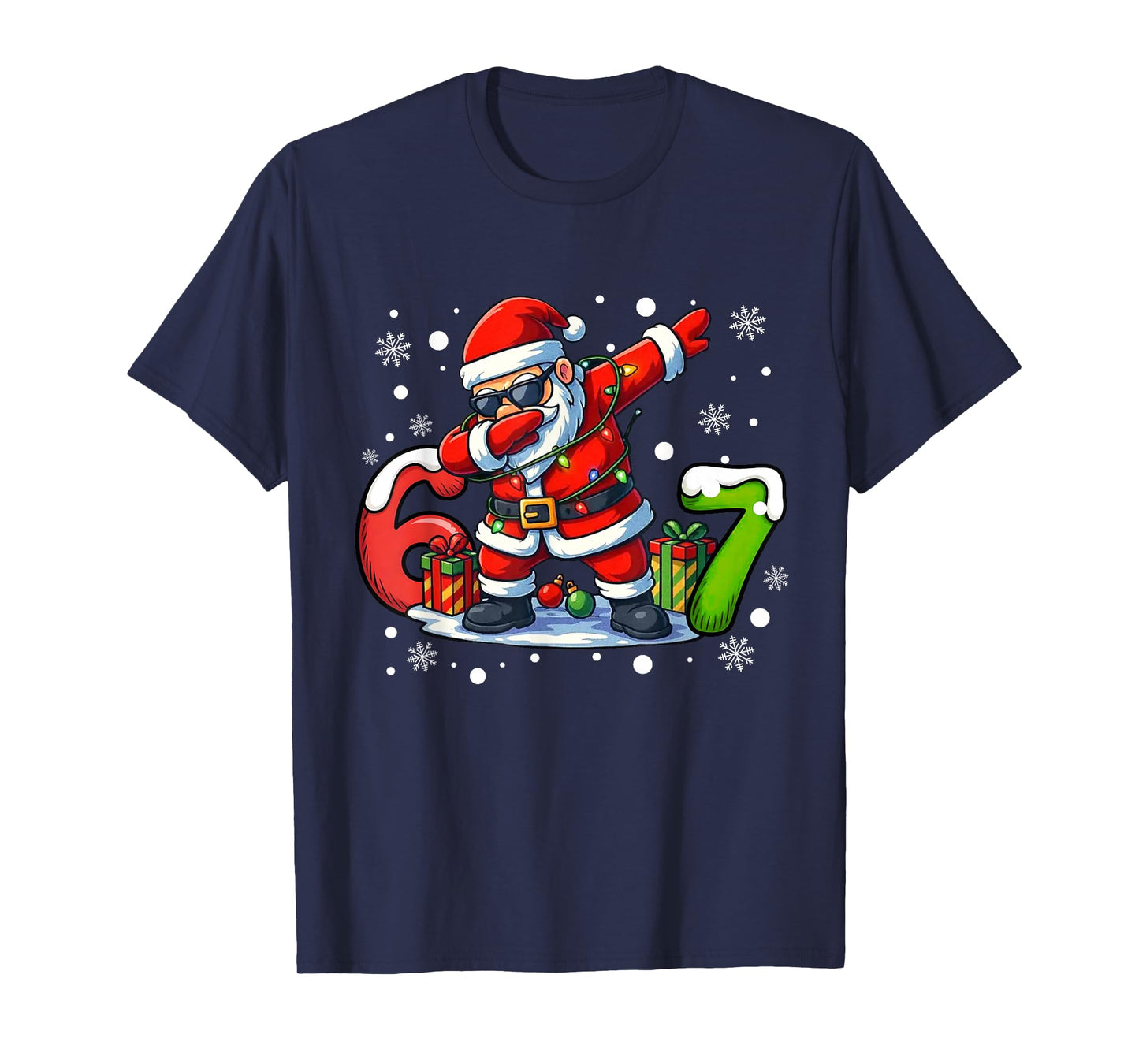 6 7 Meme Christmas 67 Six Seven Santa Dabbing Xmas Boys Kids T-Shirt