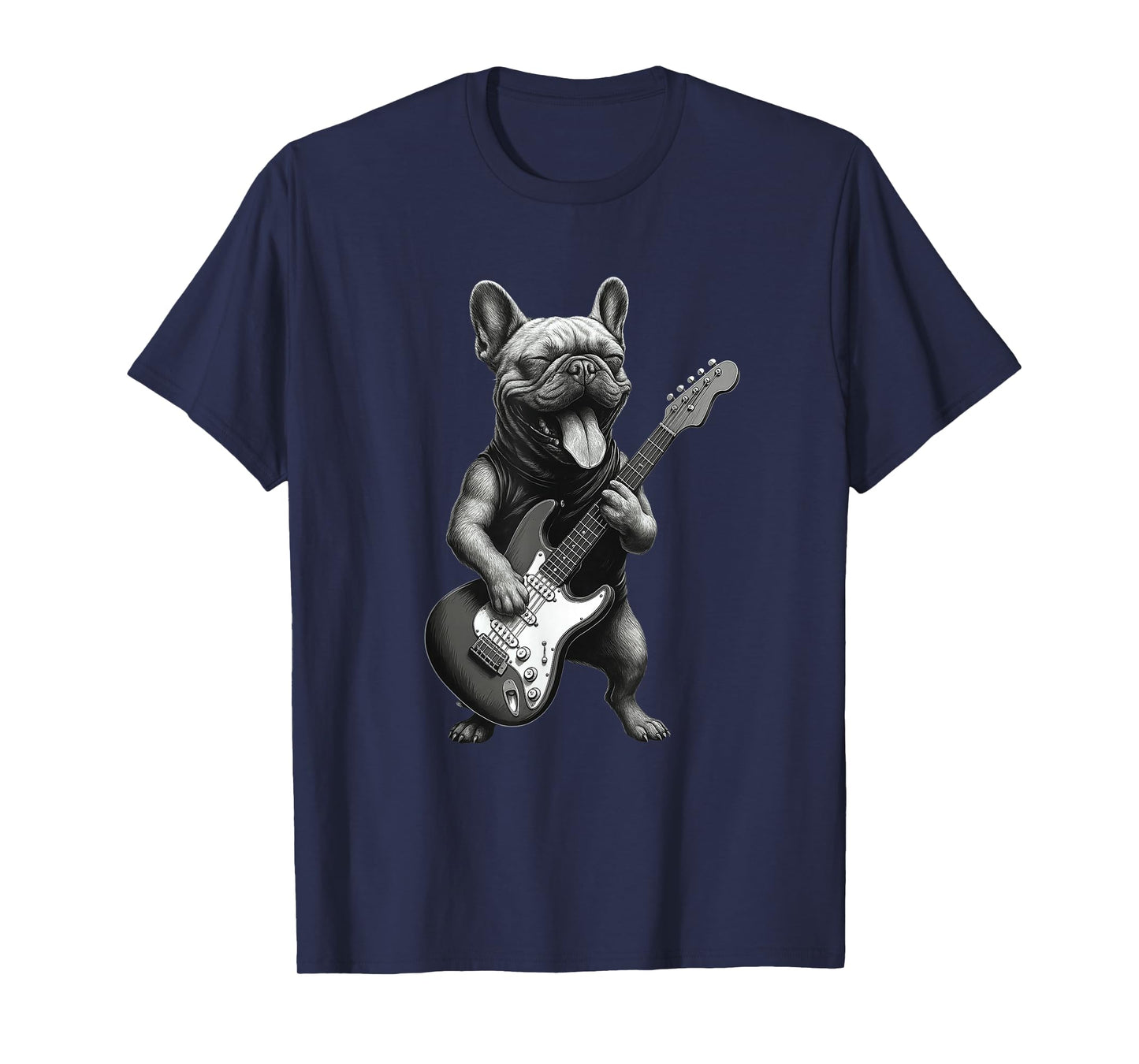 French Bulldog Playing Guitar Funny Dog Lover T-Shirt