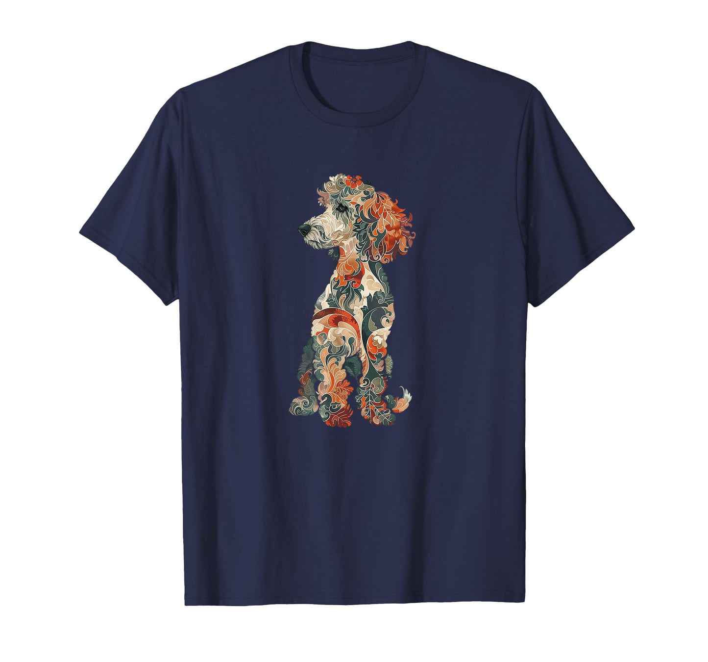 Womens & Girls Multicolored Cute Folk Art Poodle Lover T-Shirt