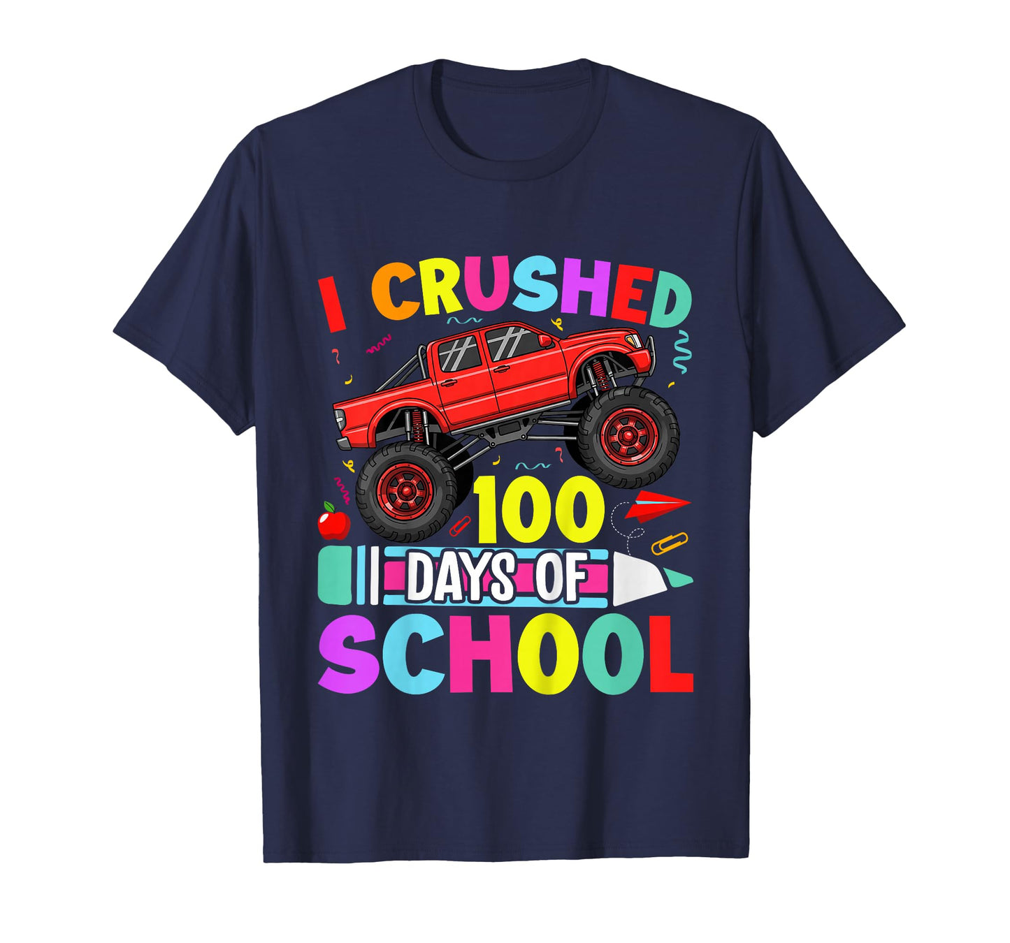 Kids 100 Days of School Monster Truck 100th Day of School Boys T-Shirt