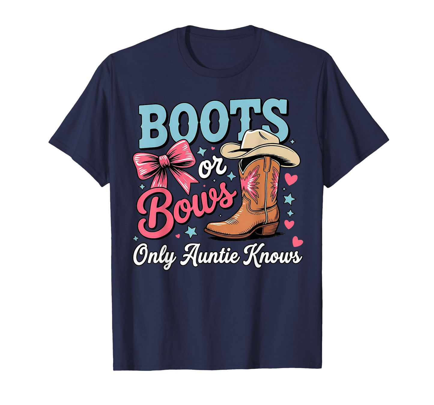 Keeper of Gender Reveal Boots or Bows Only Auntie Knows T-Shirt