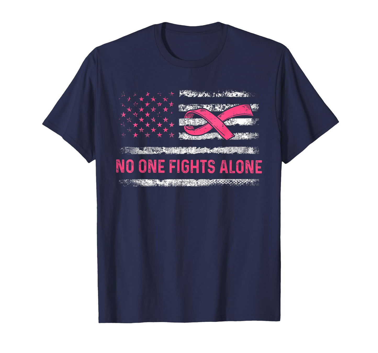 Alone American Flag Pink Ribbon T-Shirt