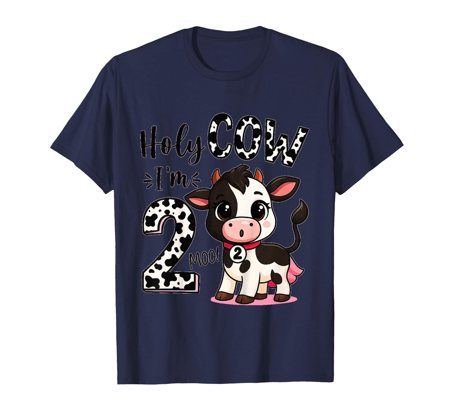 Kids Holy Cow I'm Two 2 Years Old 2nd Birthday Party Gifts T-Shirt