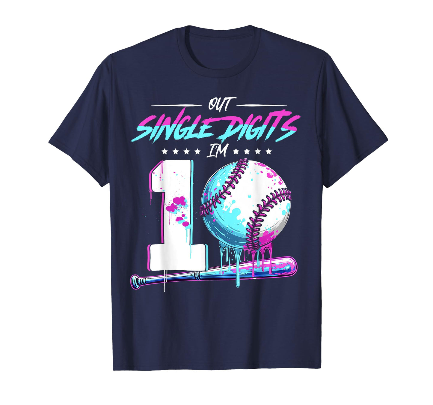 Baseball 10 Years Old Birthday Double Digits 10 Birthday Boy T-Shirt