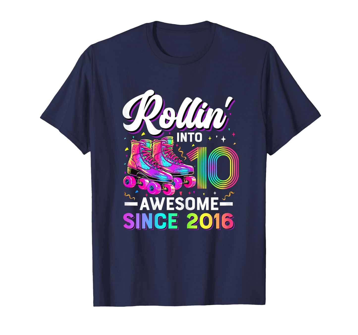 10th Birthday Shirt Girl 10 Year Old Roller Skate Skating T-Shirt