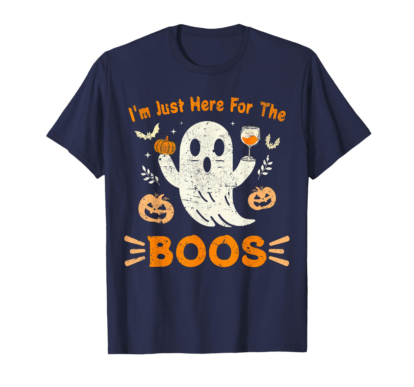 I'm Just Here For The Boos Funny Ghost Retro Halloween T-Shirt