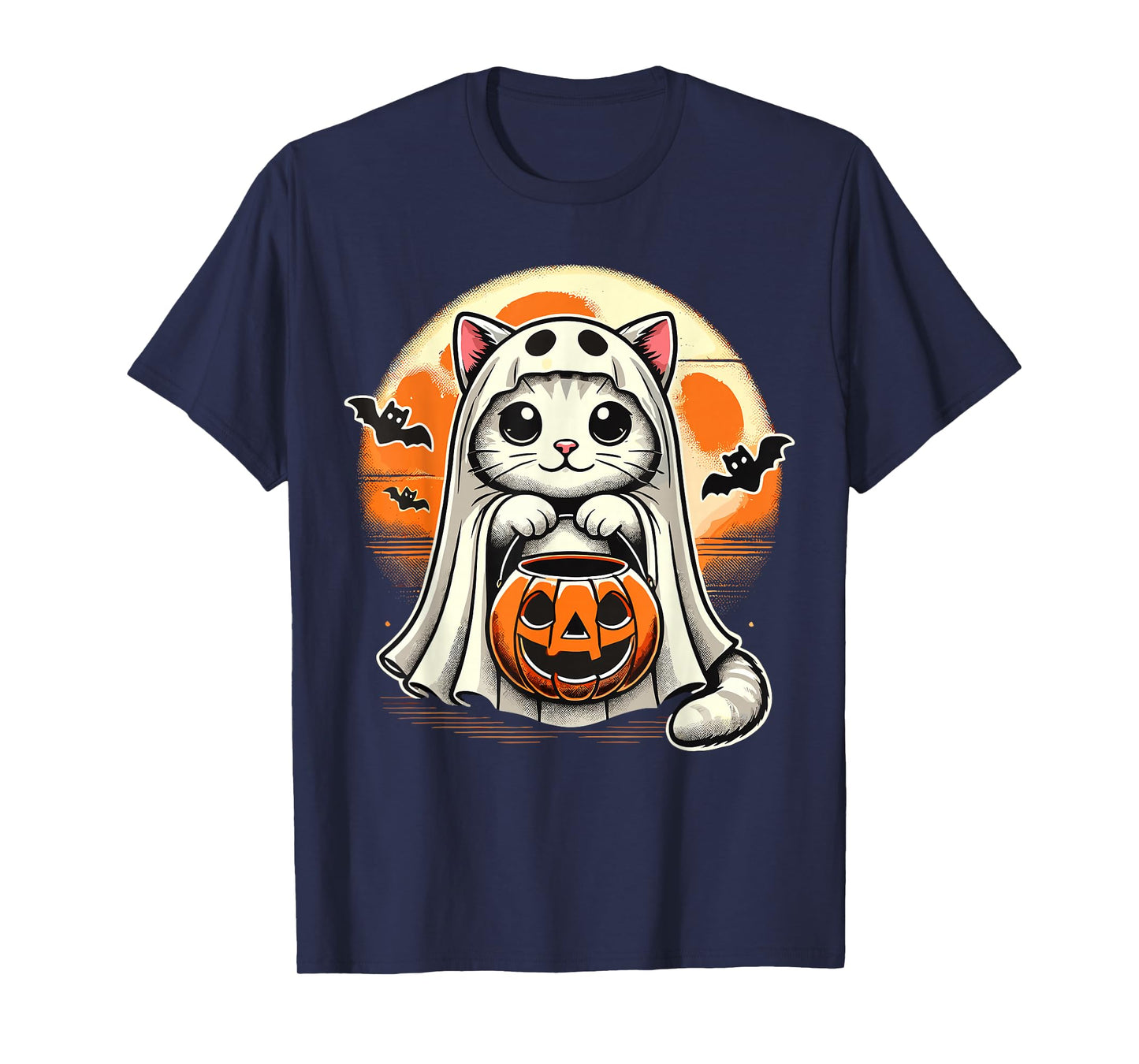 Cat Ghost Halloween Funny Cat T-Shirt