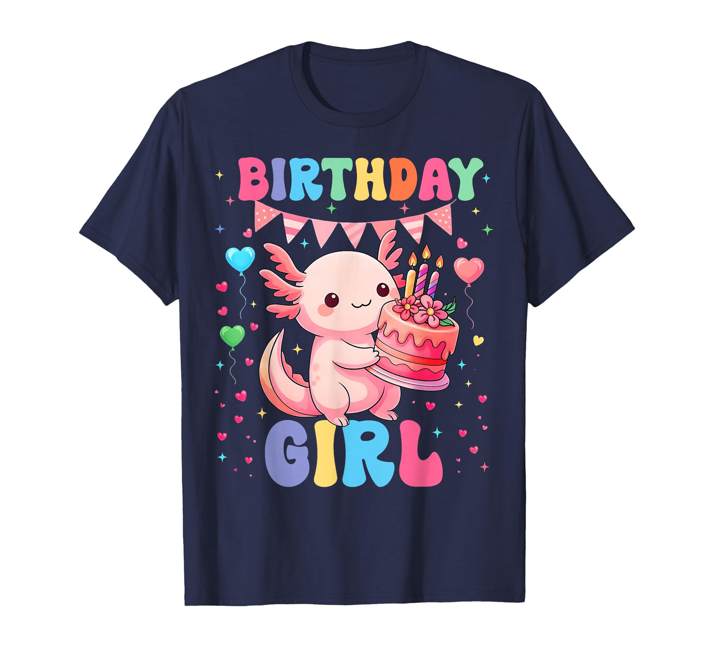 Cute Birthday Girl Axolotl Kawaii Family Party Girls Kid T-Shirt