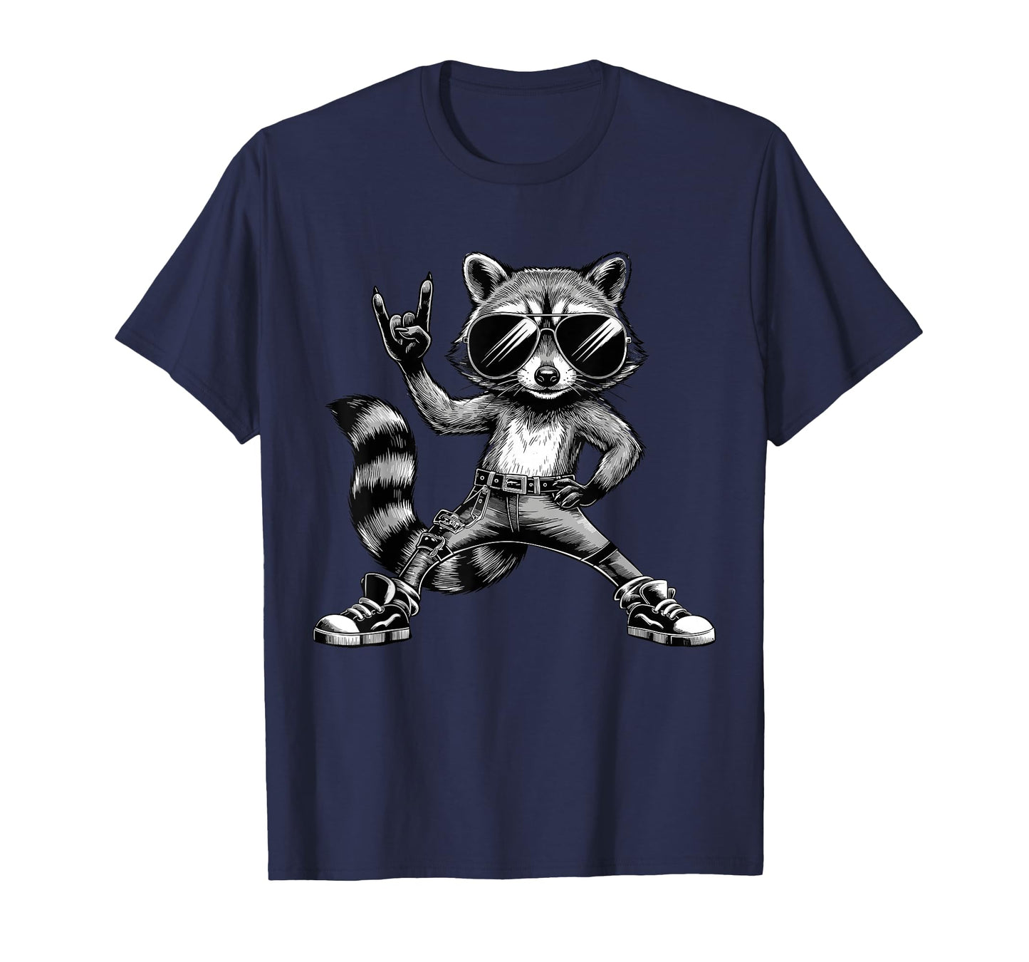 Retro Raccoon Rock Music Men Kids Women T-Shirt