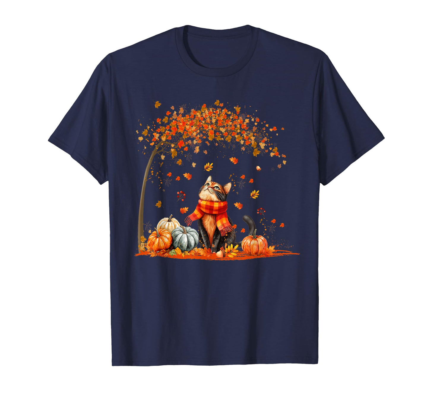 Cute Cat Leaf Fall Autumn Shirt for Cat Lovers T-Shirt