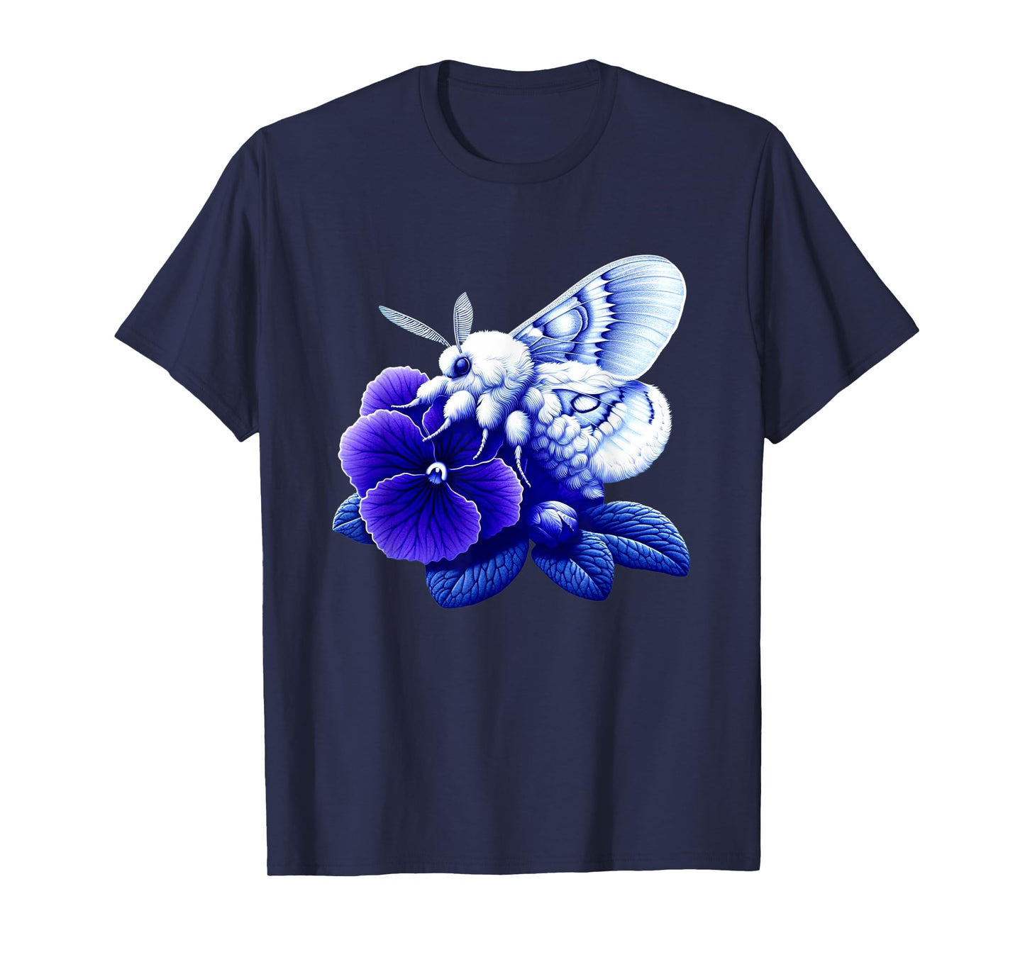 Poodle Moth On African Violet Flower Nature Wildlife Art T-Shirt