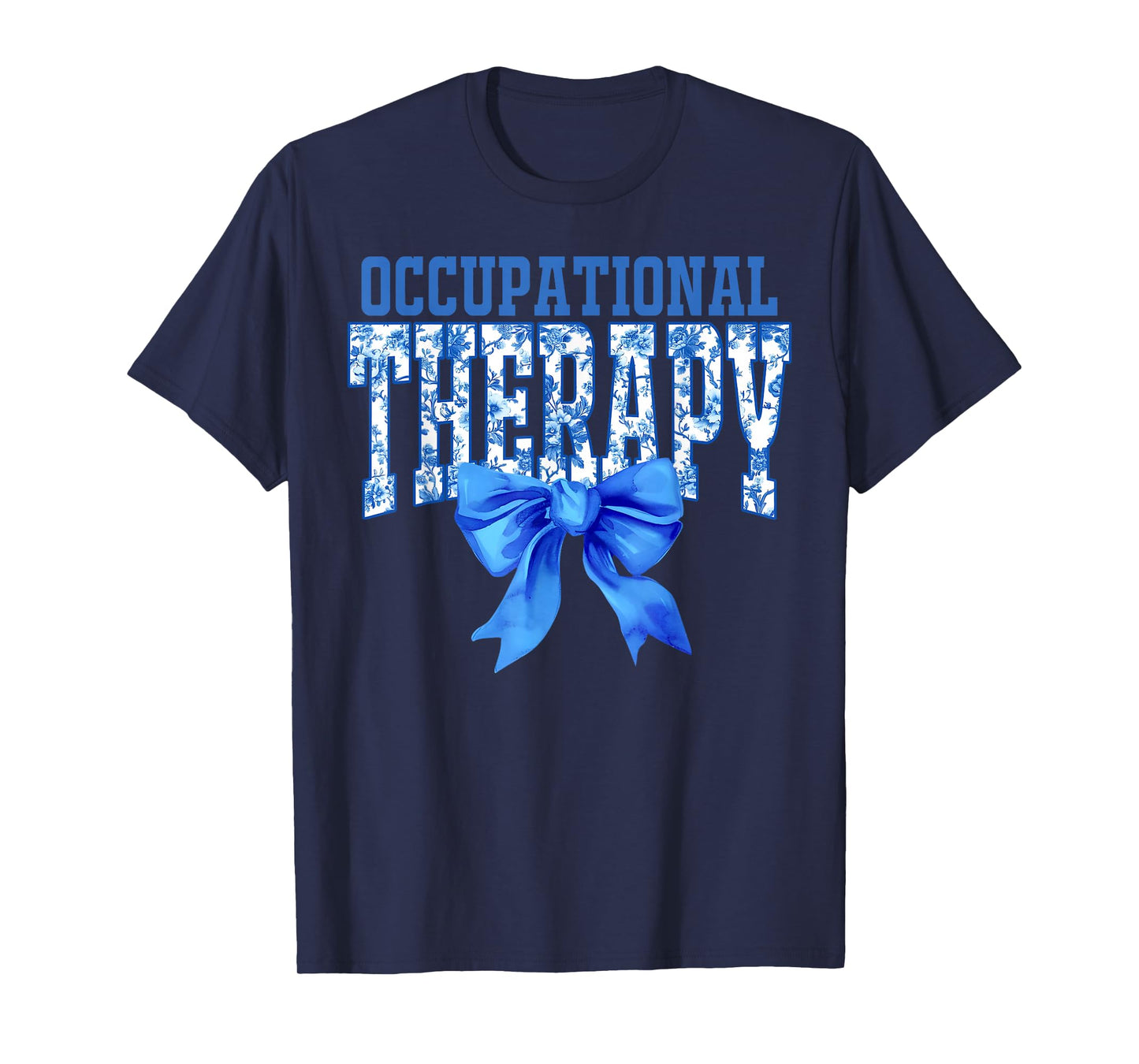 Occupational Therapy Coquette Toile Blue Floral OT Therapist T-Shirt
