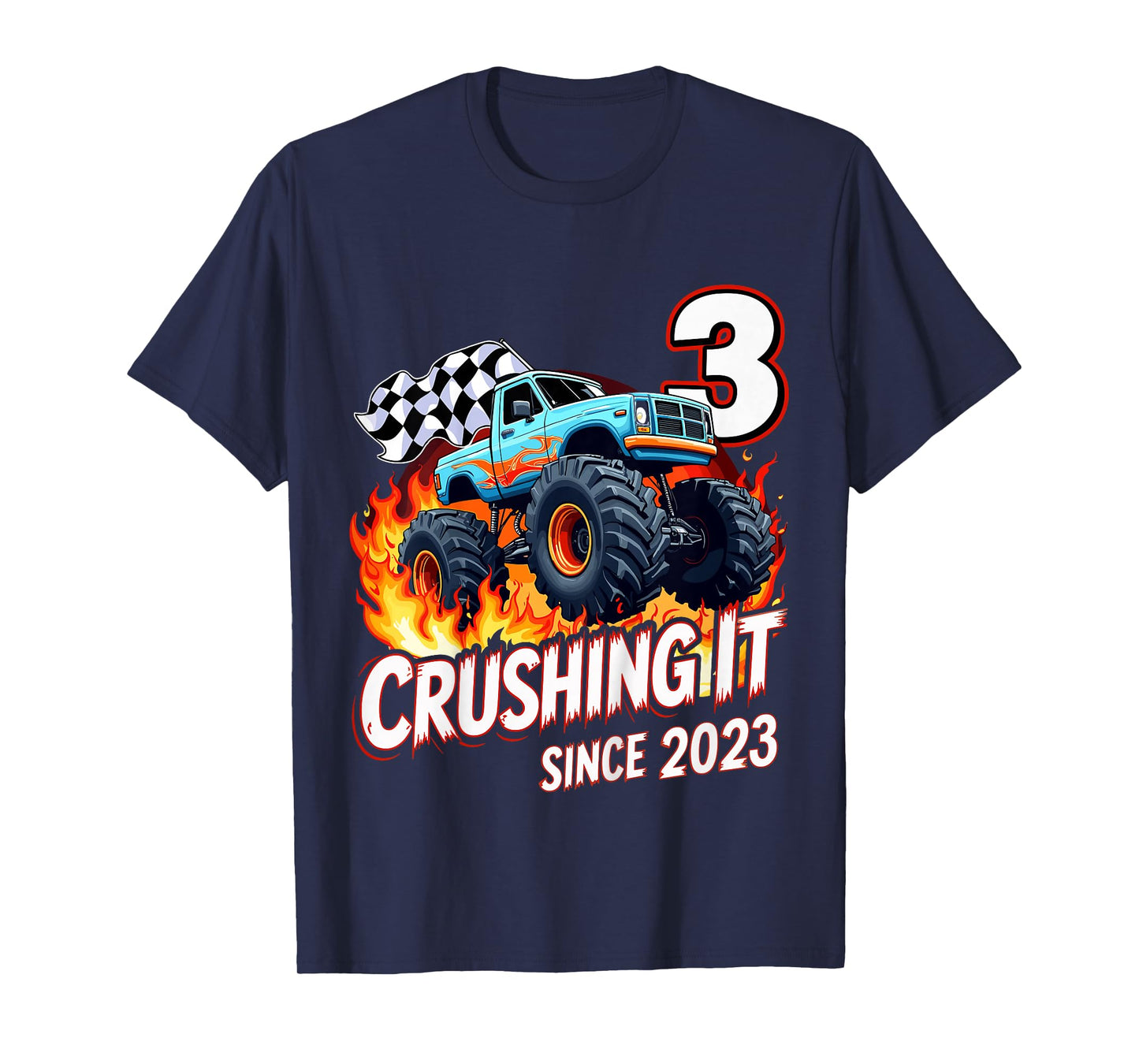 Kids 3rd Birthday Monster Truck 3 Year Old Boys Born 2023 T-Shirt