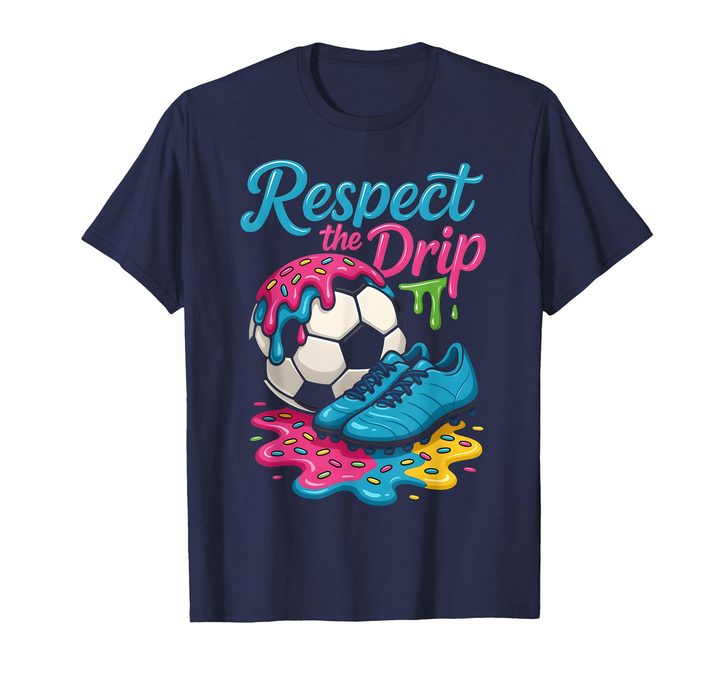 Soccer Drip Boys Girls Ice Cream Drip With Sprinkles Summer T-Shirt