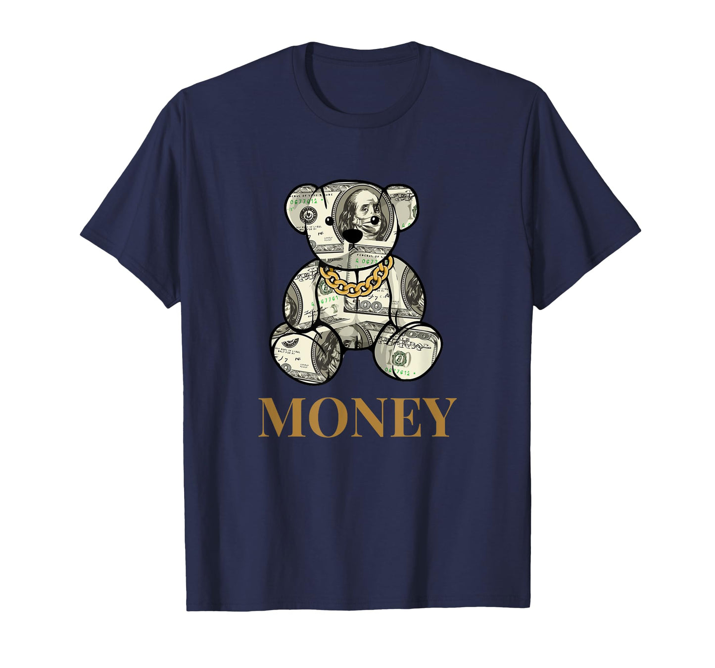 Cool Rich Teddy Bear with Money Illustration Graphic Designs T-Shirt