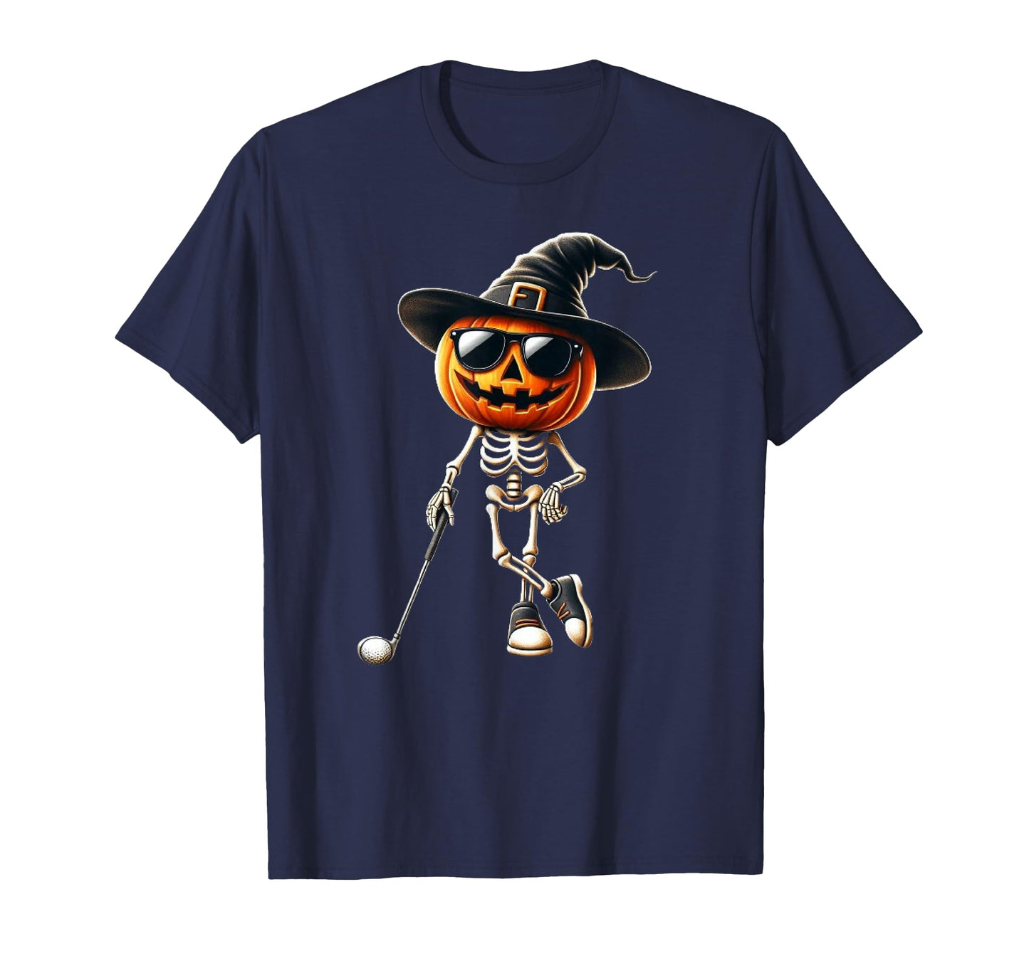 Skeleton Golf Pumpkin Golfing Golfer Halloween Costume Idea T-Shirt
