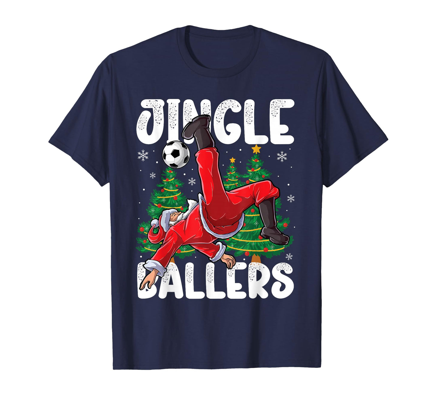 Jingle Ballers Santa Football Christmas Soccer Plaid T-Shirt