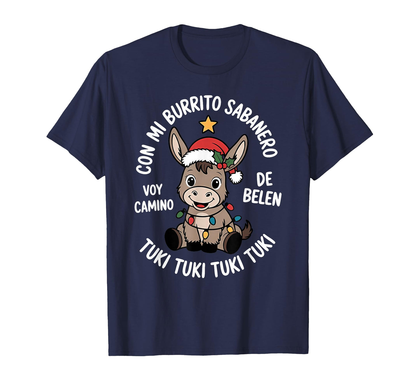 Tuki Tuki Donkey Santa Hat Spanish Mexican Christmas Sweater T-Shirt