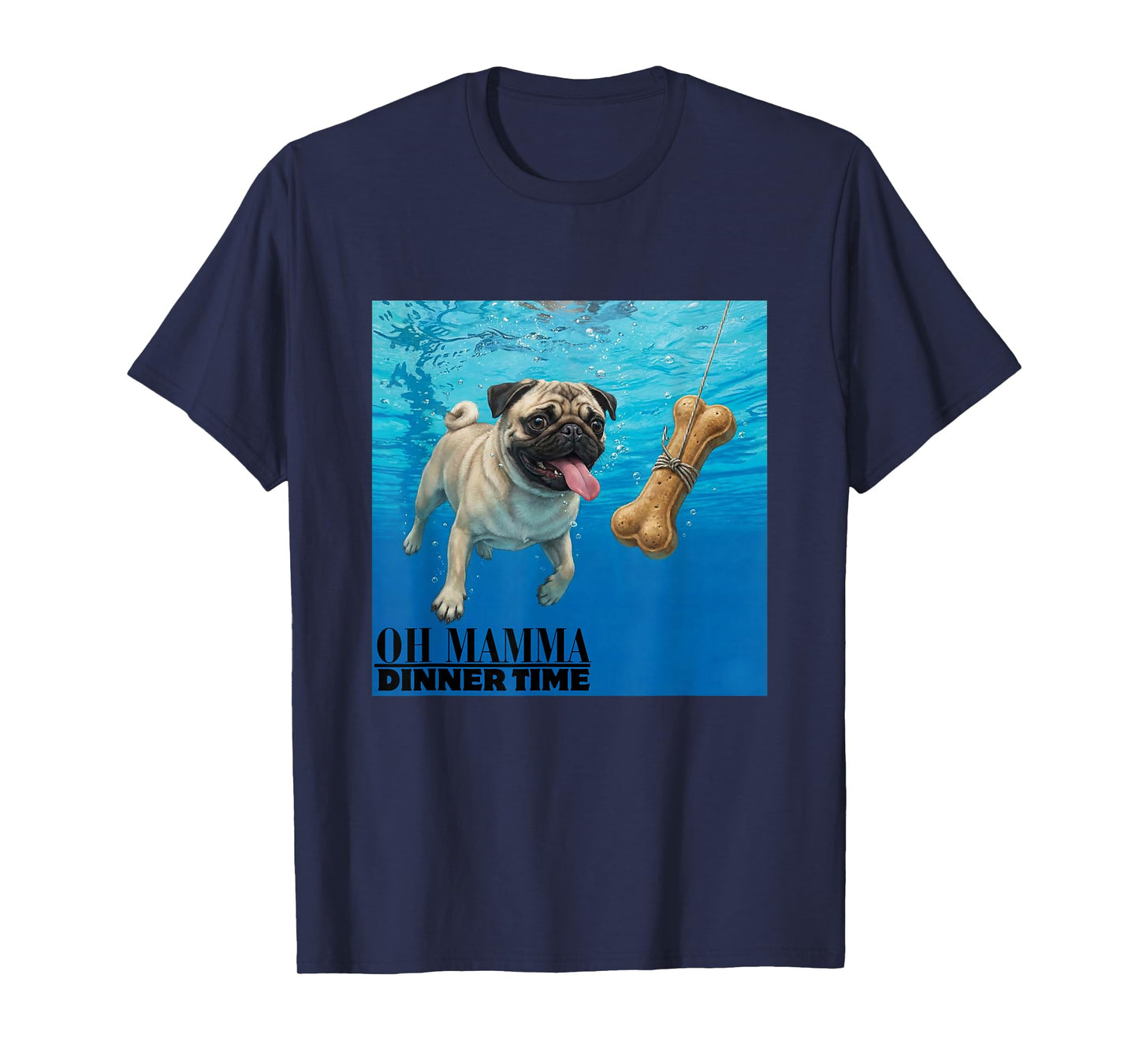 Funny Pug Swimming Underwater T-Shirt