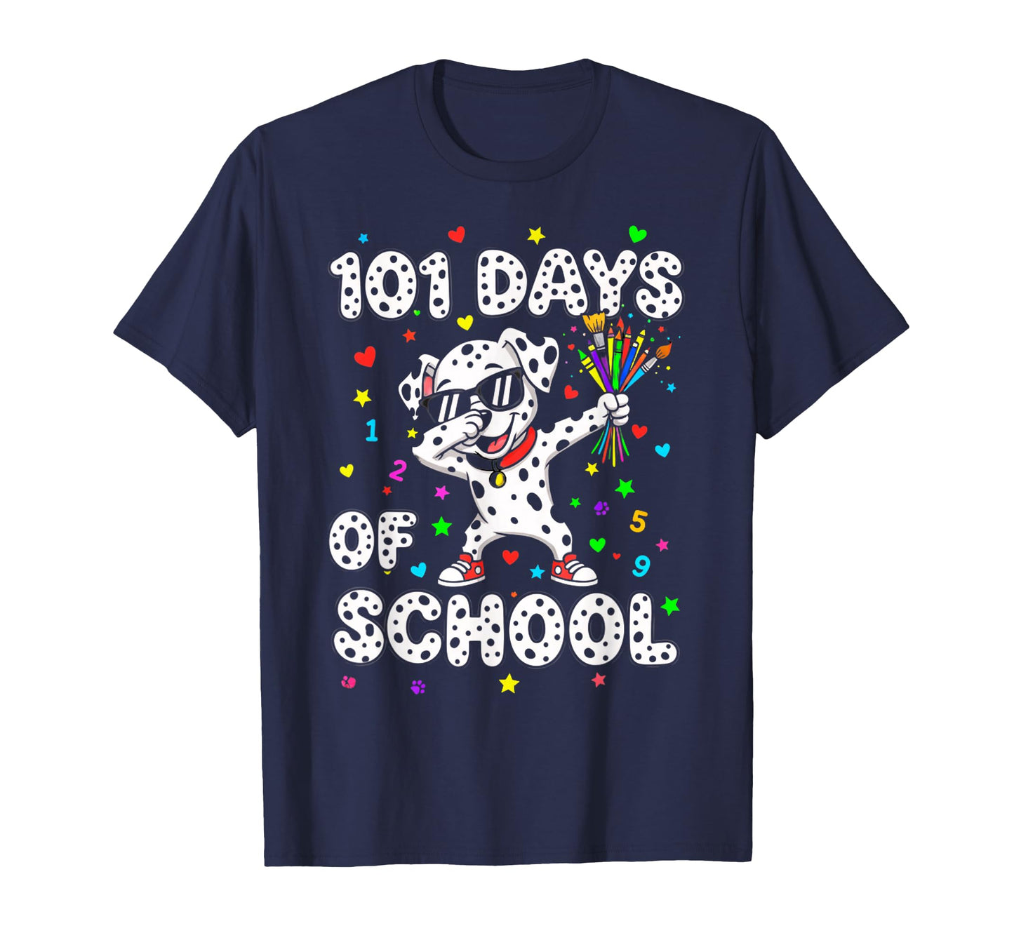 101 Days of School Dabbing Dog Funny Kids Student Girls Boys T-Shirt