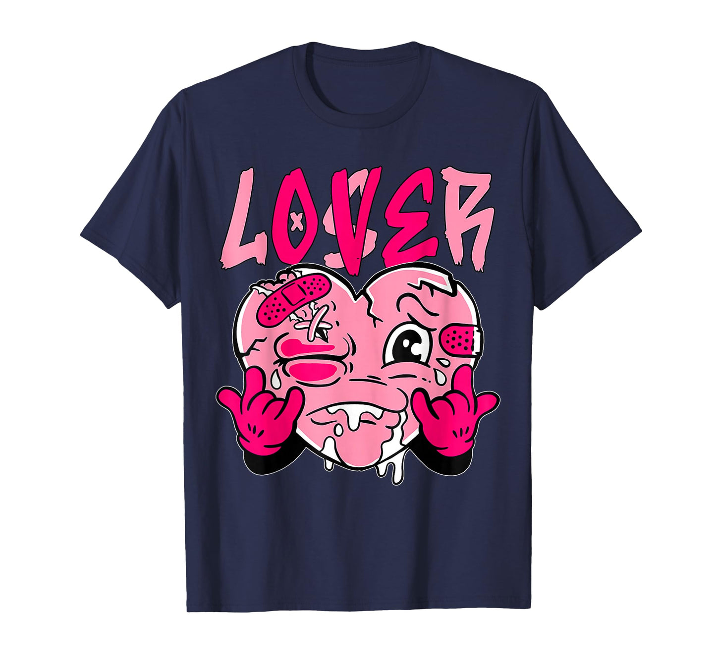 Pink Loser Lover Pink Drip Heart Matching Tee for Men Women T-Shirt