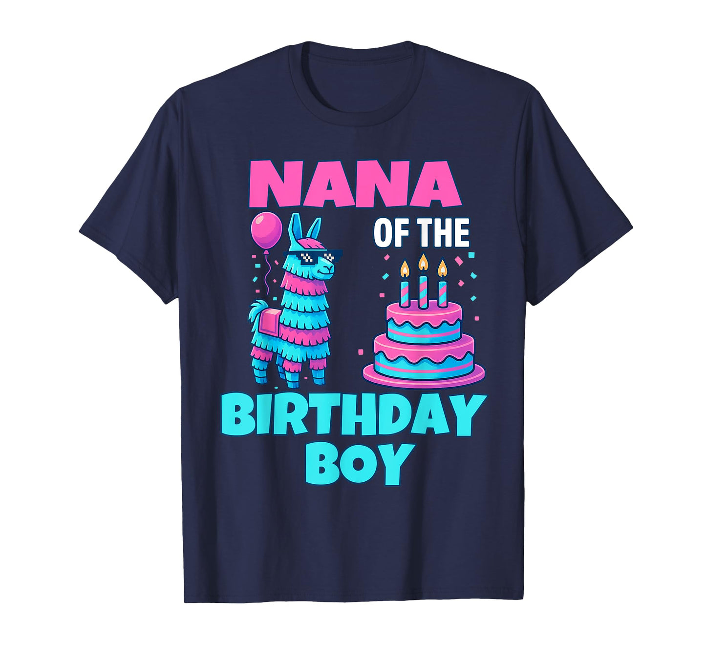 Nana of Birthday Boy Llama Pinata Party family mathing women T-Shirt