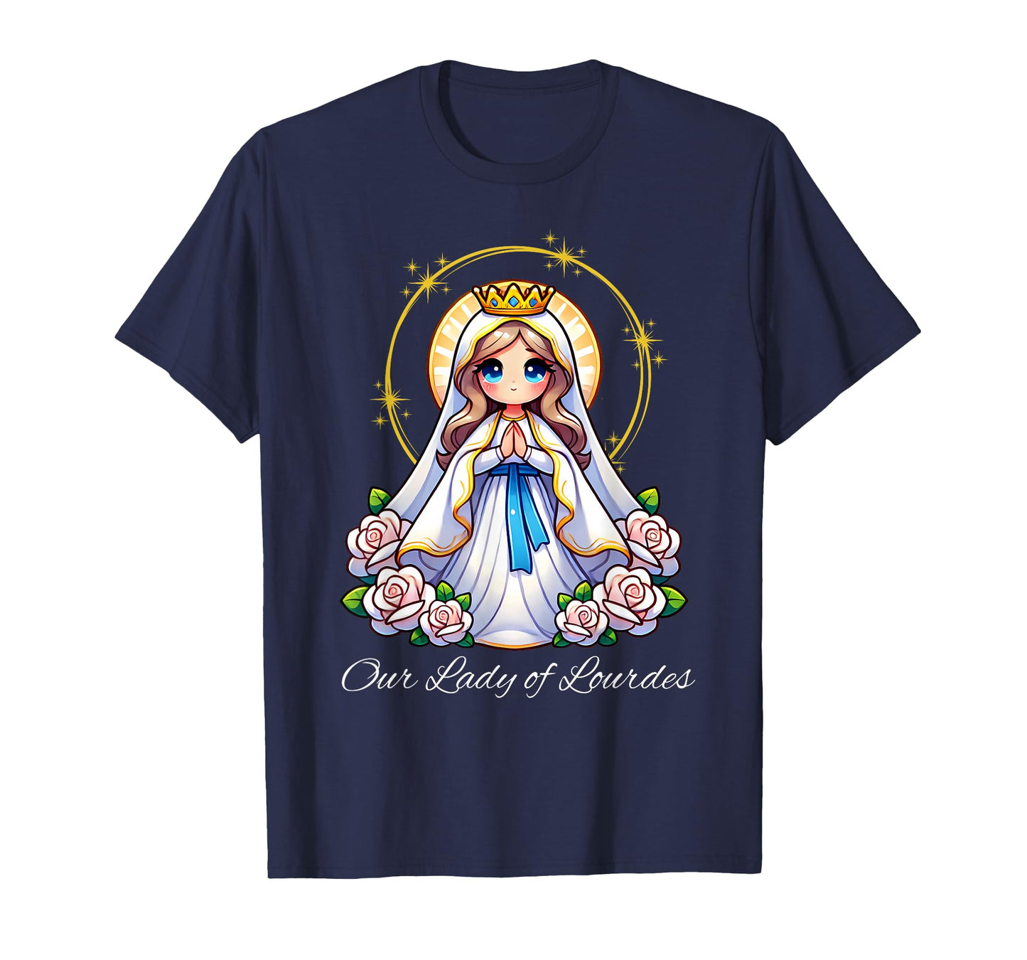 Our Lady of Lourdes Pray Mary Cute Women Catholic Girls kids T-Shirt