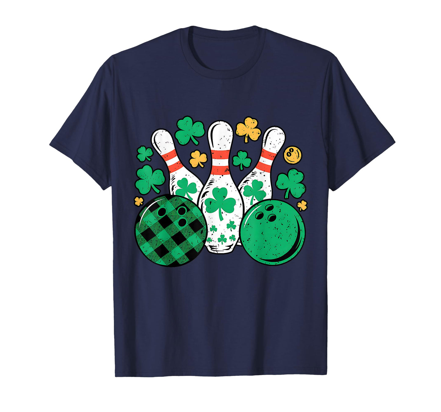 St Patricks Day Plaid Bowling Shamrock Irish Men Women Kids T-Shirt