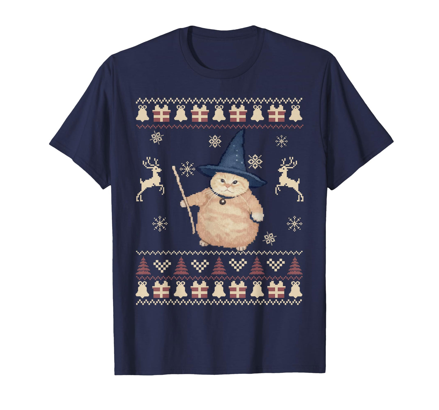 Wizard Cat Funny Halloween Christmas Ugly Sweater Silly Cat T-Shirt