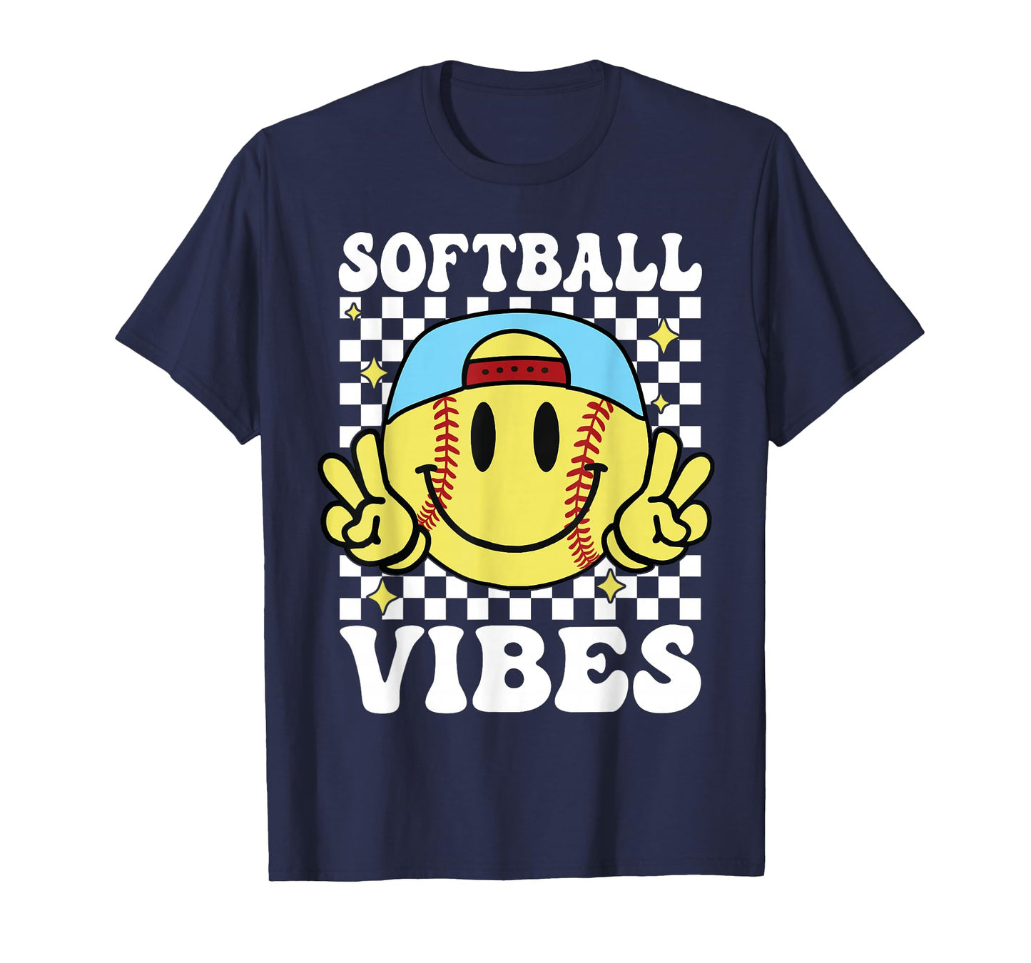 Softball Vibes Softball Retro Groovy Game Day Girls Women T-Shirt