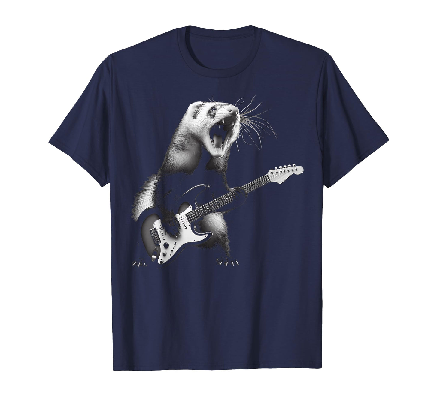 Ferret Playing Guitar Rock and Roll Rock Star Men Women Kids T-Shirt