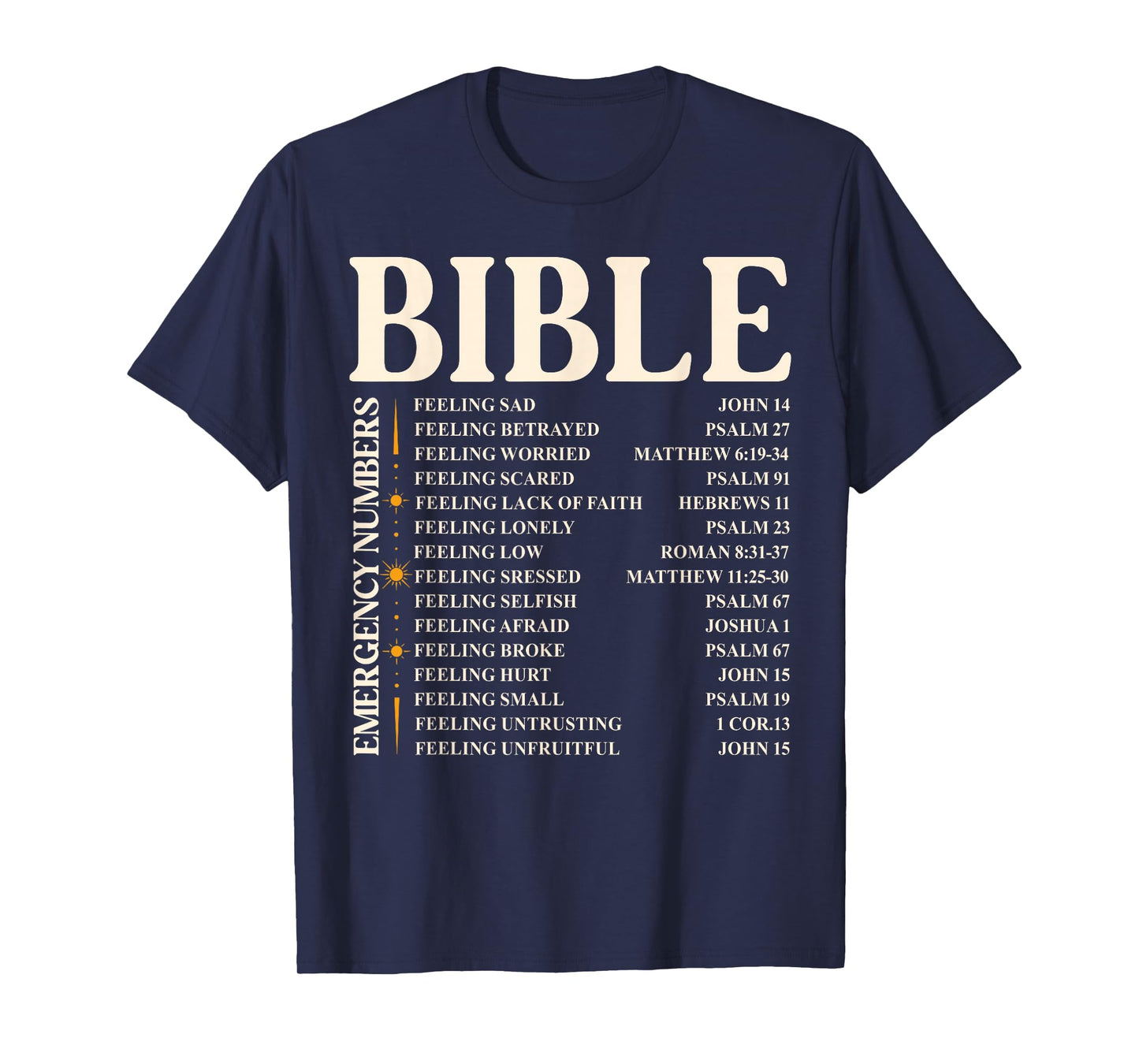 Bible Emergency Numbers - Funny Christian Bible & Jesus T-Shirt