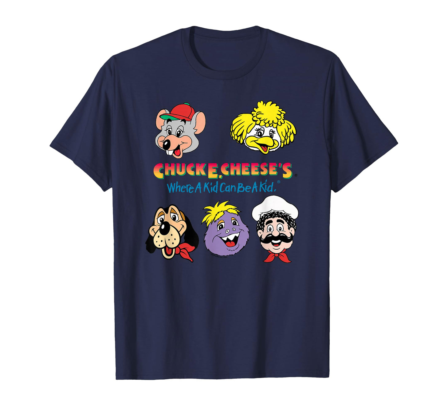 Chuck E. Cheese's Where A Kid Can Be A Kid Friendly Faces T-Shirt