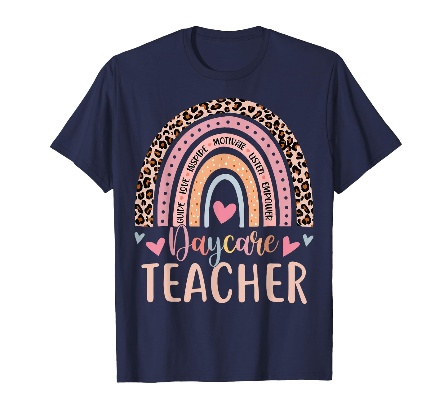 Cute Daycare Teacher Rainbow Leopard Print Childcare Worker T-Shirt