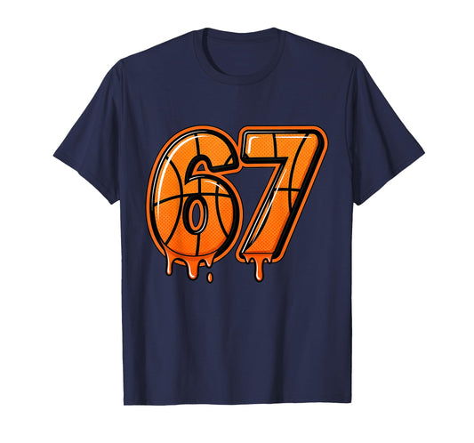 Funny Six Seven 67 Meme Gen Alpha 67 Basketball for Kids Men T-Shirt