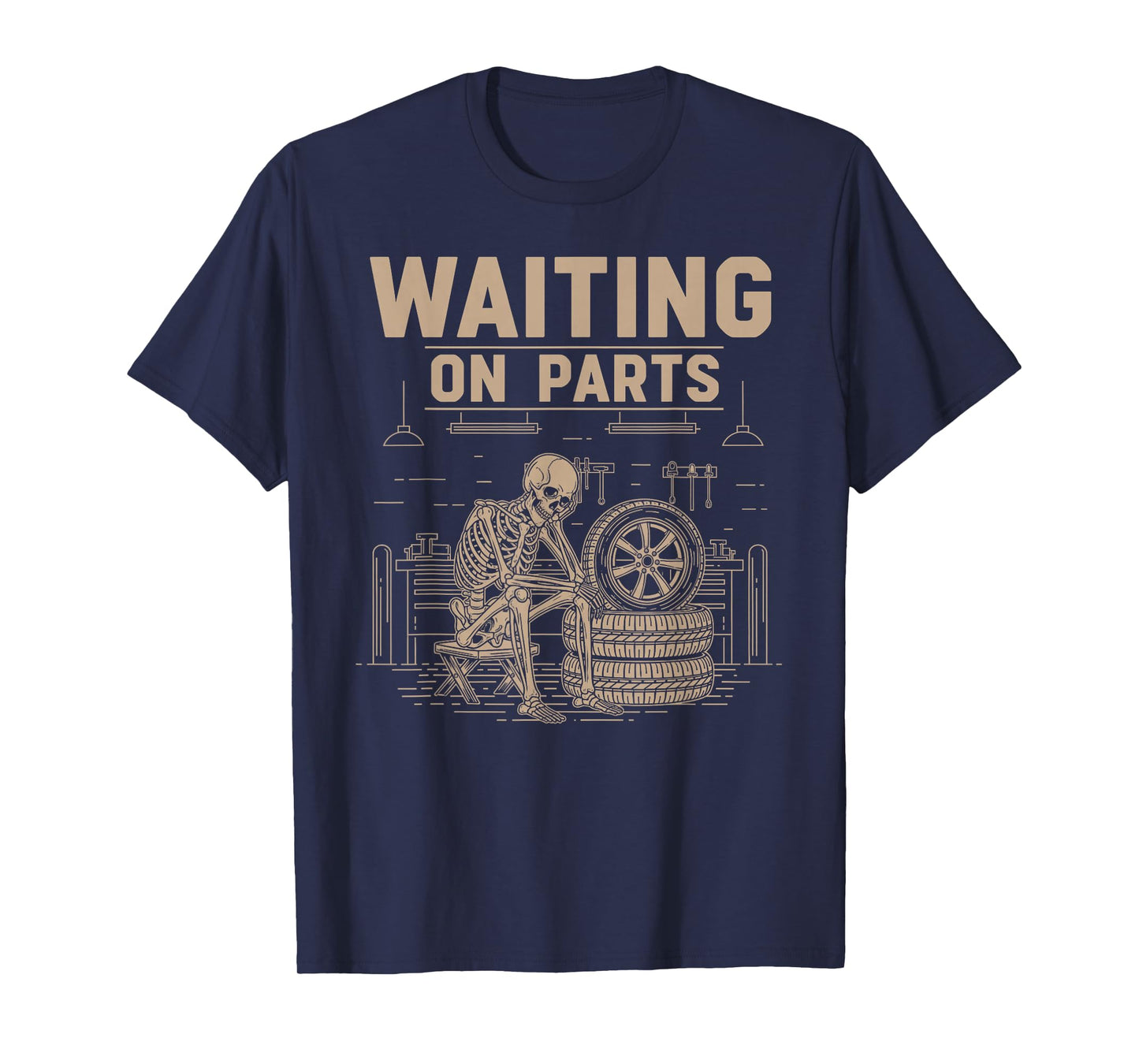 Waiting On Parts Funny Skeleton Auto Mechanic Technician T-Shirt