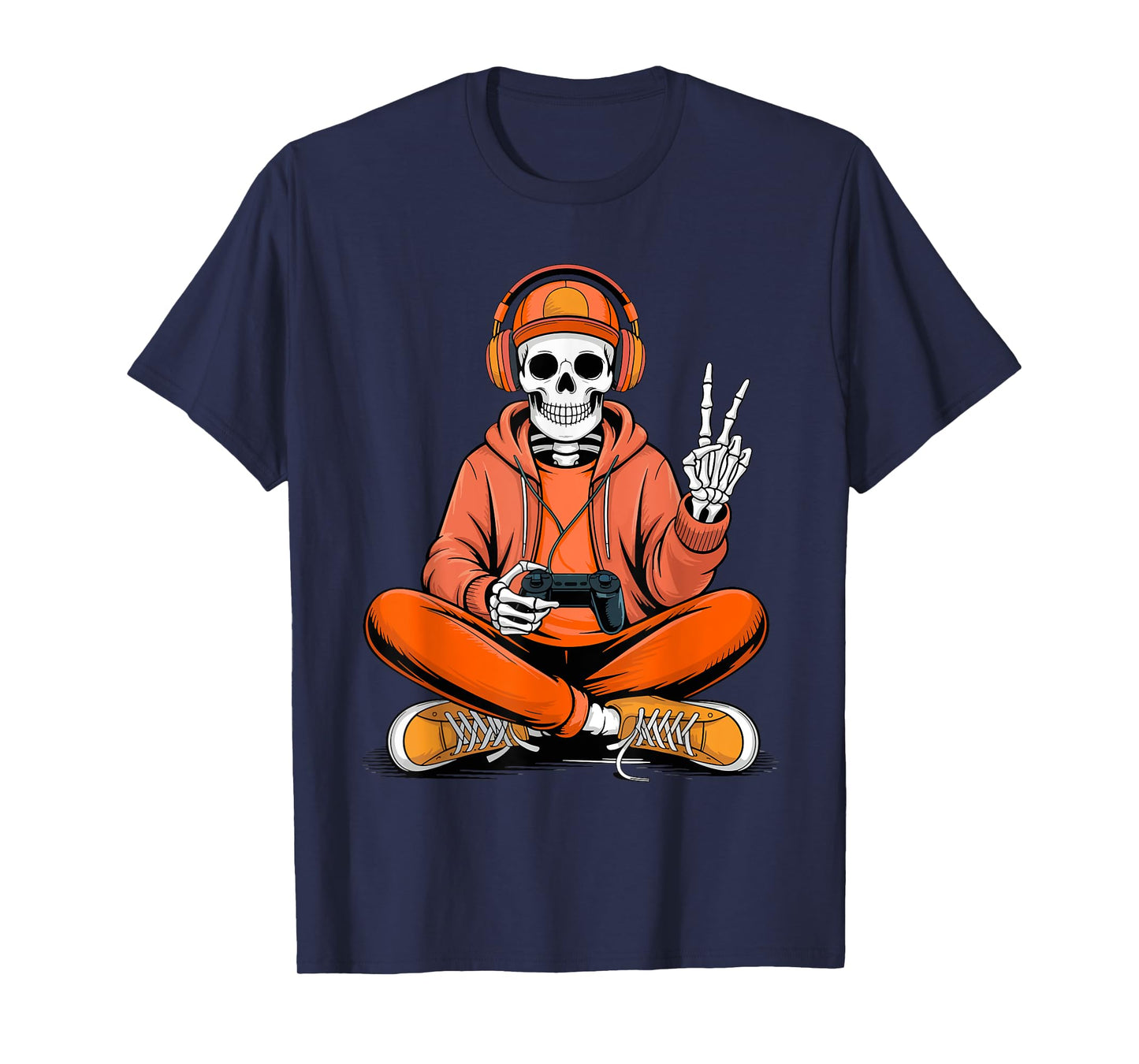 Skeleton Gamer Video Gaming Halloween Boys Men Kids T-Shirt