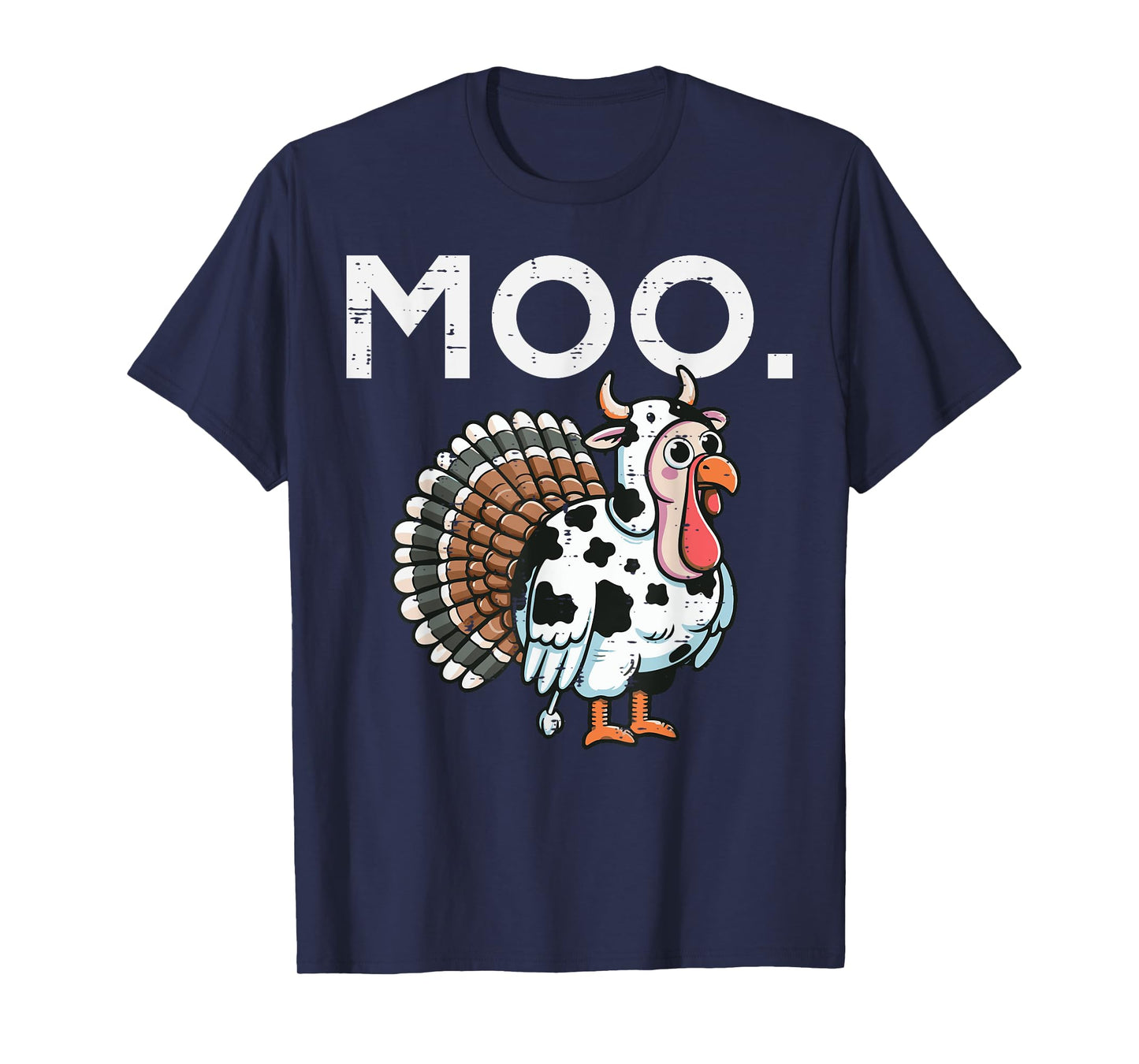 Thanksgiving Moo Turkey Cow Funny Fall Farm Men Women Kids T-Shirt