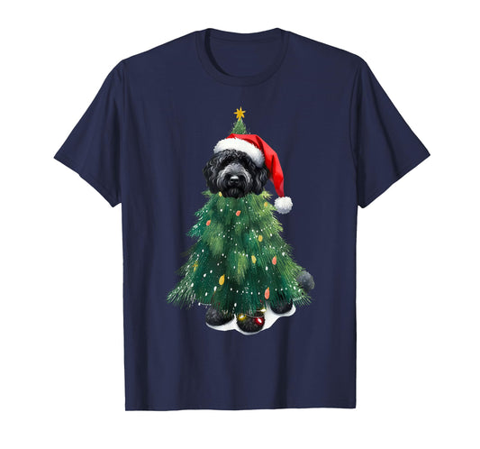 Black Golden Doodle in Christmas Tree Dog Lover Xmas Pajama T-Shirt
