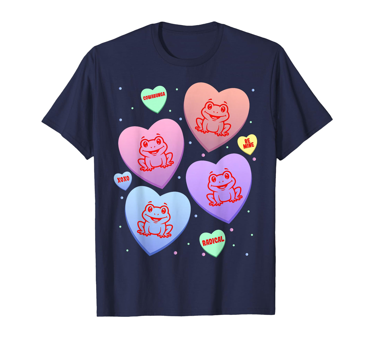 Frog Candy Heart Cute Kitten Valentines Day T-Shirt
