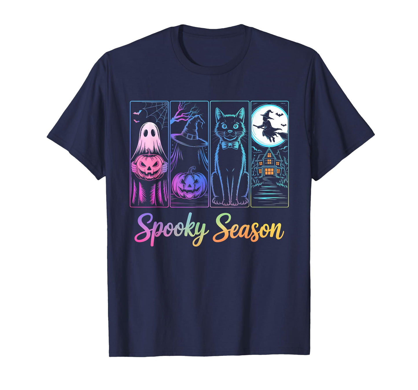 Spooky Season Black Cat Ghost Pumpkin Halloween Costume T-Shirt
