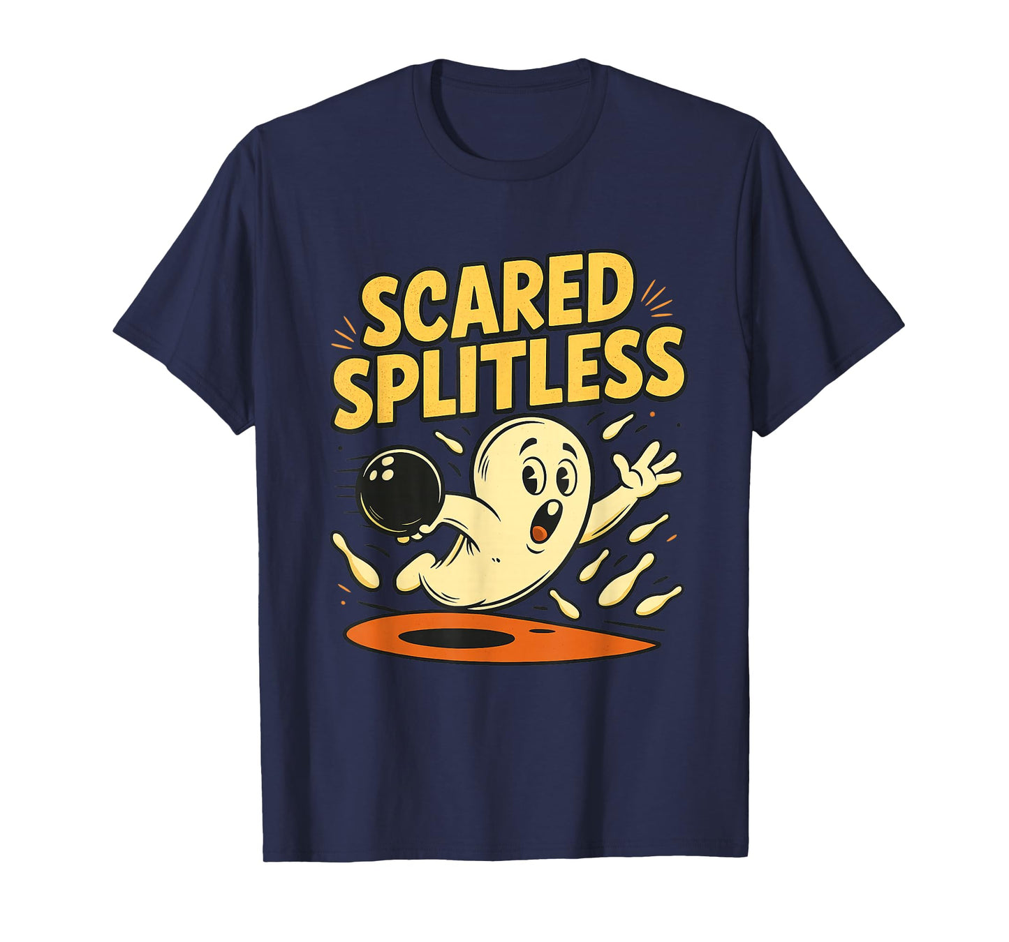 Funny Halloween Bowling, Scared Splitless Bowler Apparel T-Shirt