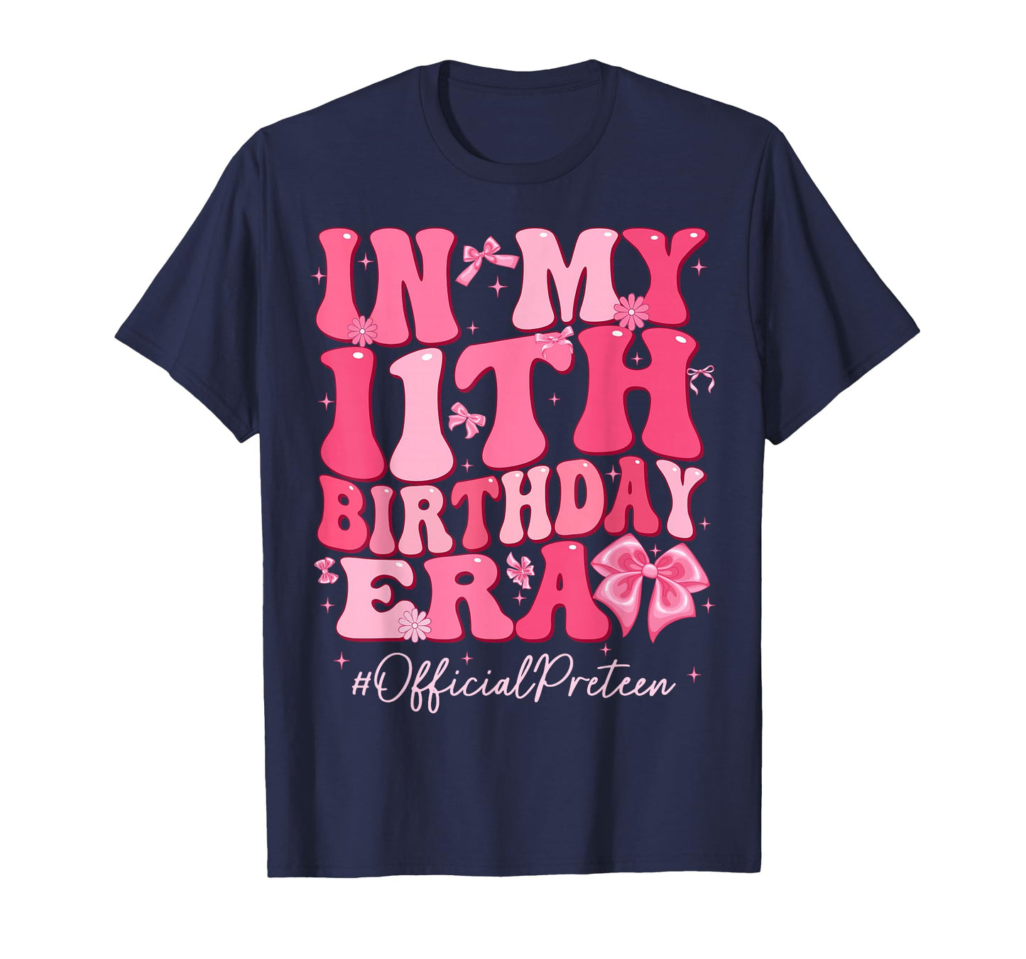 Groovy In My 11th Birthday Era Coquette Bow Birthday Girl T-Shirt