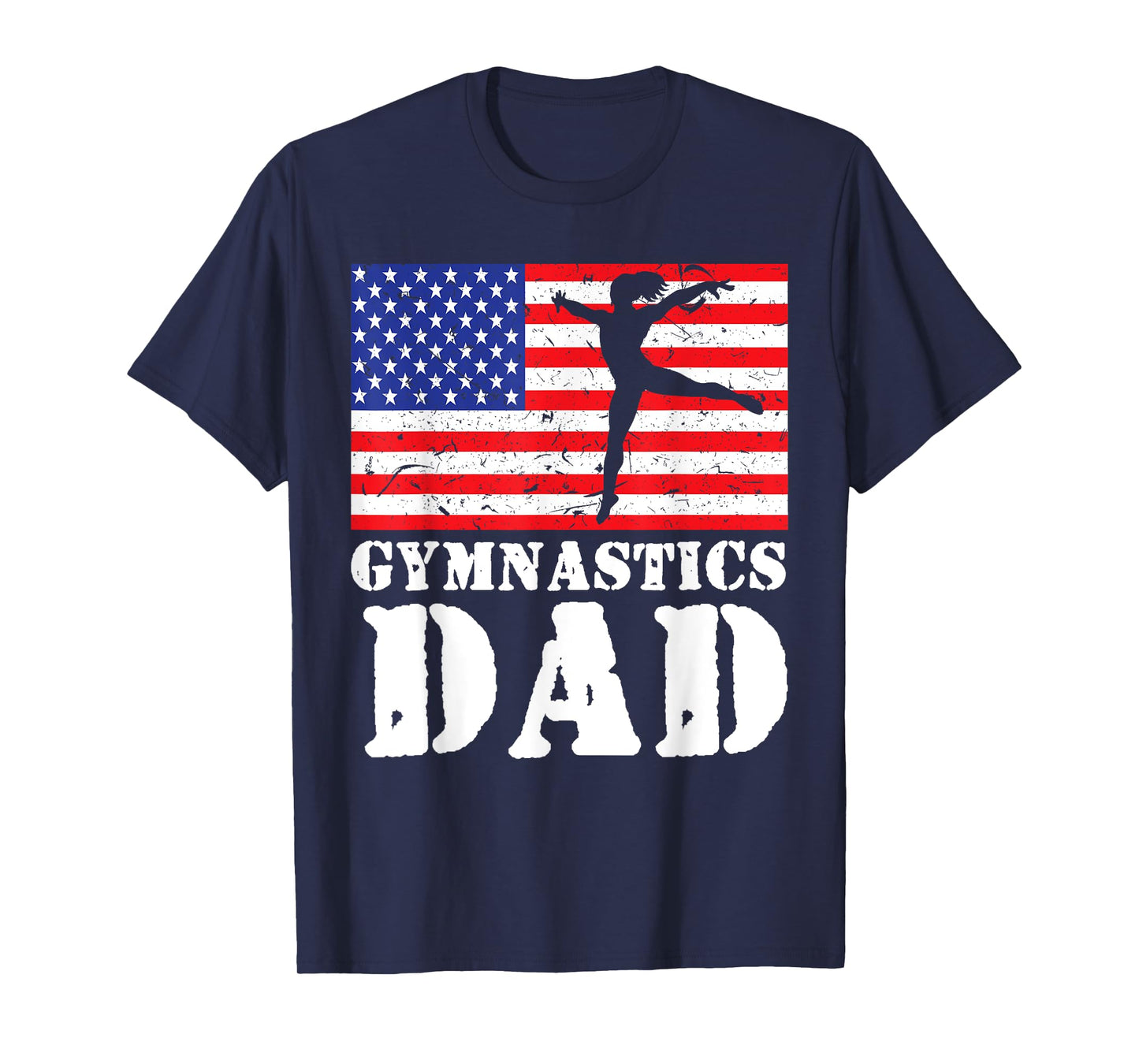 USA American Distressed Flag Gymnastics Dad Men Gift For Him T-Shirt
