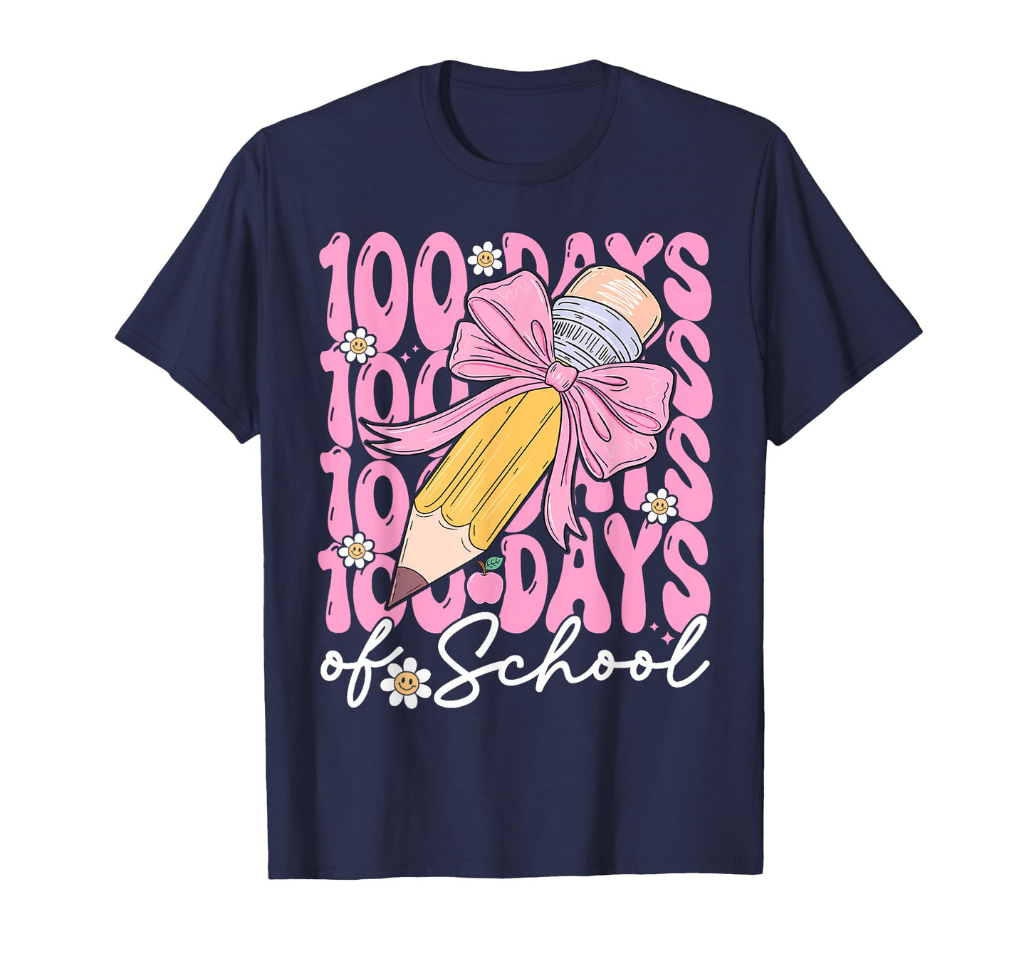 100th Day of School 100 Days Smarter Coquette Bow Kids Girls T-Shirt