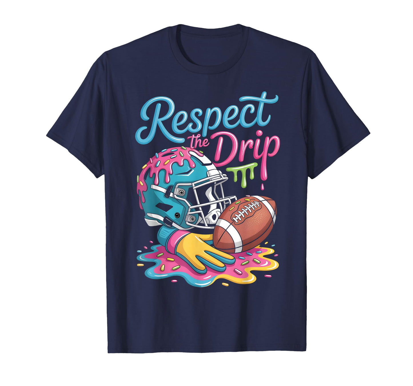 Football Drip Boys Football Ice Cream Sprinkle Respect Drip T-Shirt