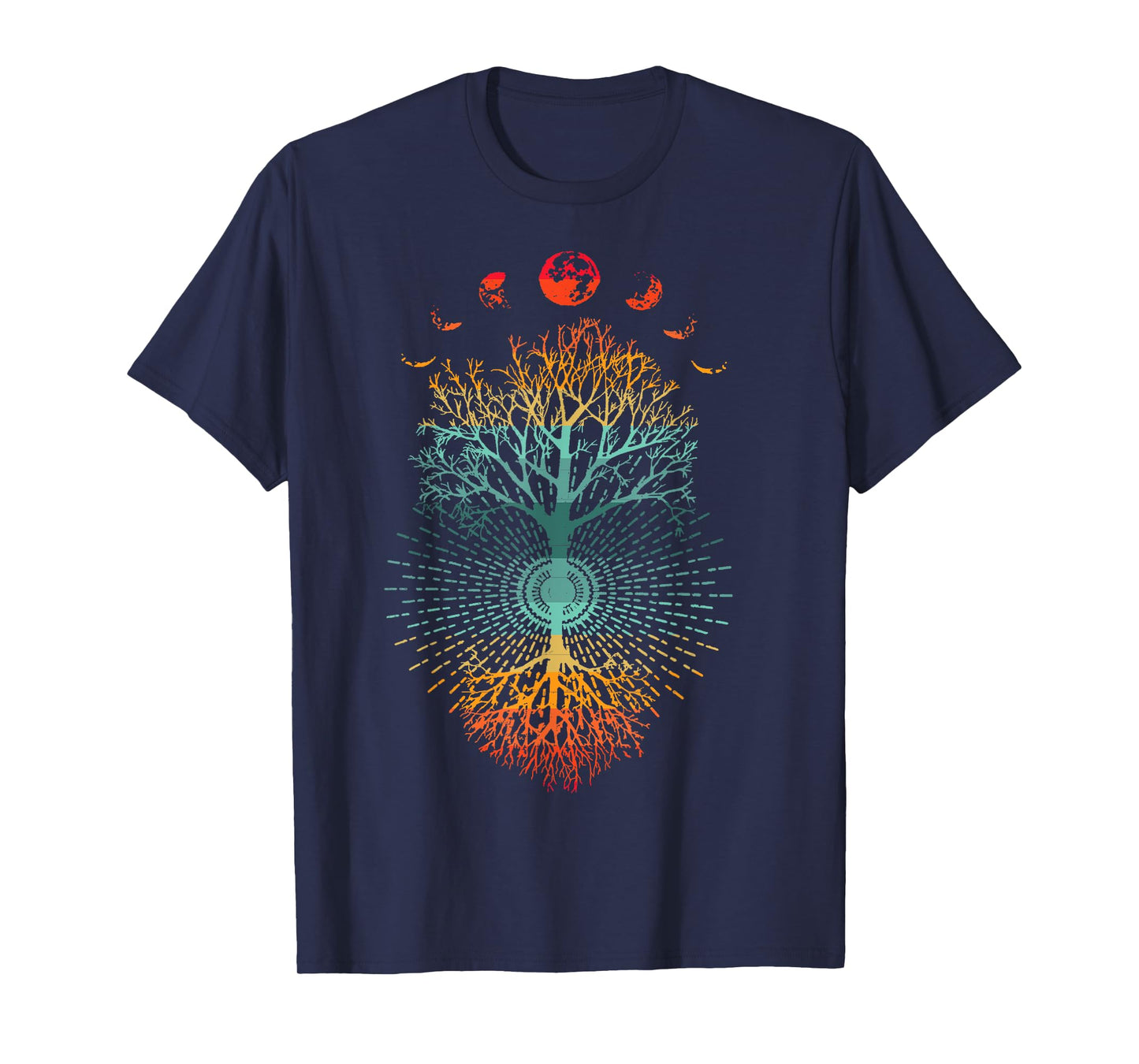 Phases of the Moon Retro 60's 70's Vibe Tree of Life Graphic T-Shirt