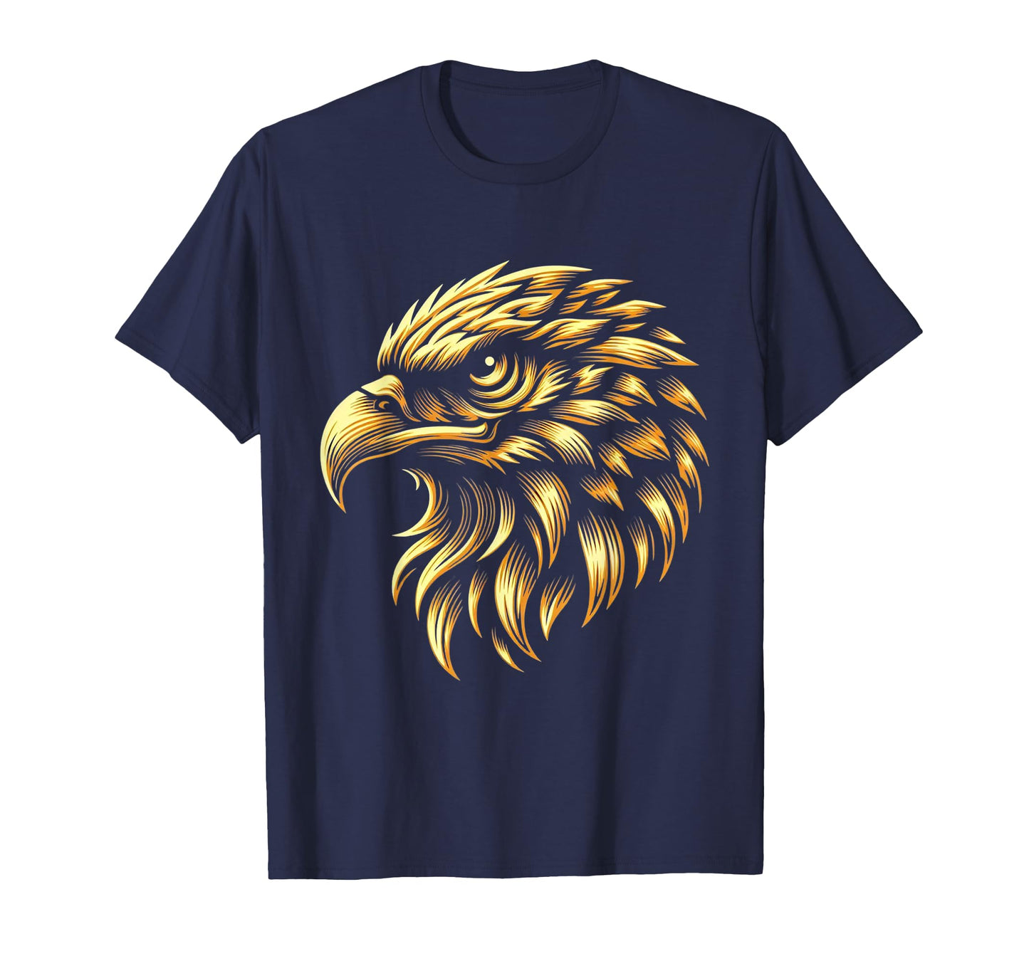 Golden American Bald Eagle Head Patriotic Design T-Shirt