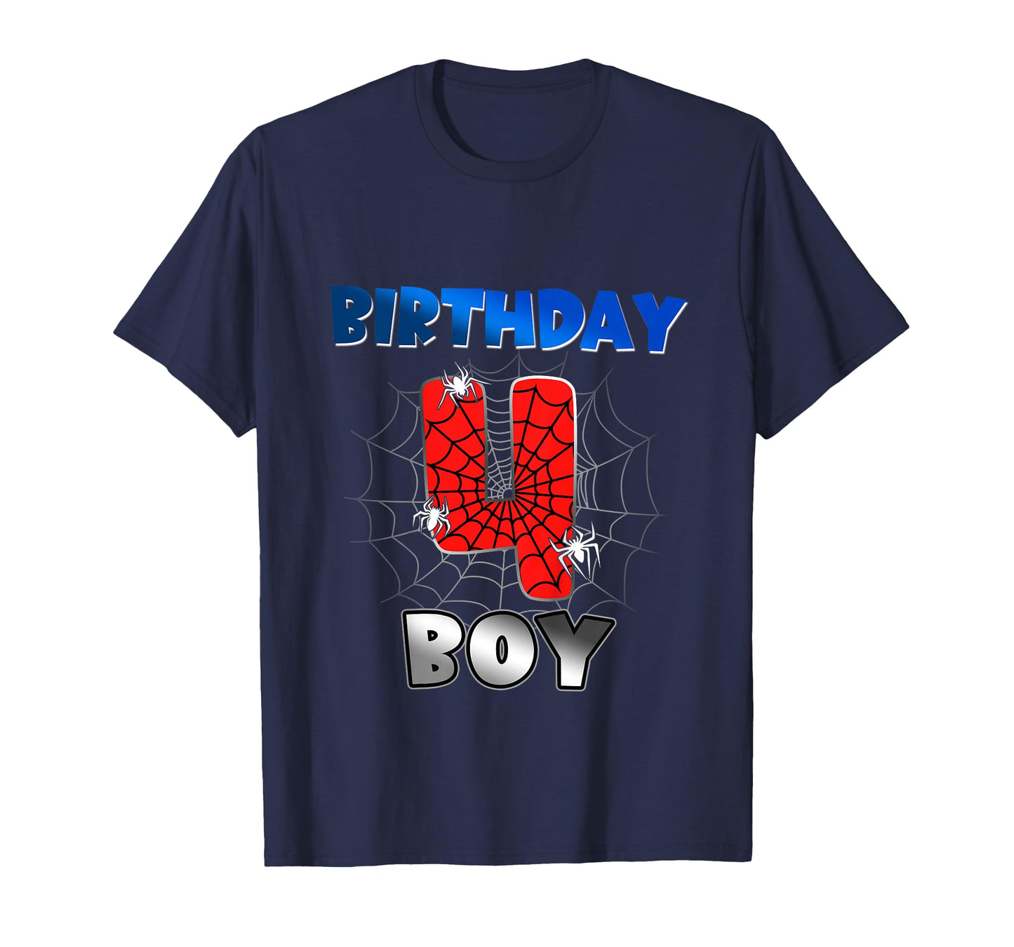 Kids Birthday Boy 4th Birthday Spider Theme Party 4 Year Old Boys T-Shirt
